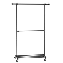 Porte-manteau - HELLOSHOP26 - Industriel - Charge 110 kg - 2 barres - 4 roulettes