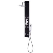 Duschpaneel Kopfbrause Armatur Glas Edelstahl 120 cm schwarz 02_0003432