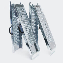 Juego de 2 rampas de carga multiuso plegables de acero galvanizado con riel de colisión 160 x 22,5 cm hasta 400 kg 3416095