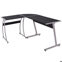 Mesa de escritório em forma de L preta para trabalho com computador 0502081
