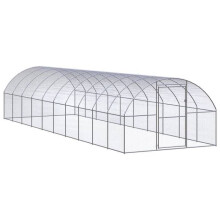 Poulailler - HELLOSHOP26 - 3 x 10 x 2 m - Acier galvanisé - Extérieur - Gris