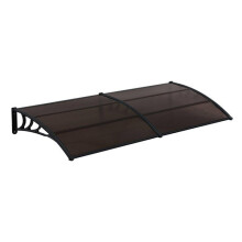 Cubierta de puerta marquesina resistente a la intemperie ABS policarbonato aluminio 300 x 100 cm negro marrón 03_0004675