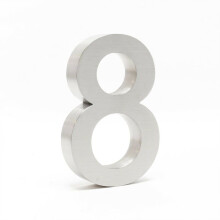 Targa numero di casa "8" acciaio fine 20 cm arial 3d materiale di montaggio
