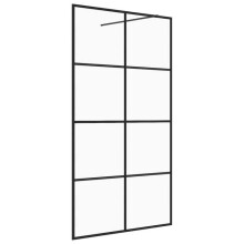Duschwand - Helloshop26 - ESG transparent - 100 x 95 cm schwarz
