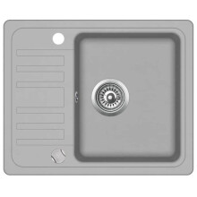 Fregadero de cocina de granito de un solo tazón 57,5 x 46 cm gris 02_0002322