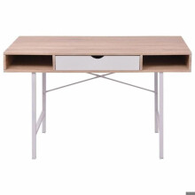 Mesa de escritório para trabalho em informática com 1 gaveta em carvalho e branco 0502072