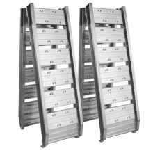 Set van 2 opvouwbare multifunctionele laadramps in aluminium met botsrail 182 cm tot 400kg grijs 16_0001222