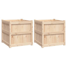 Jardinière - HELLOSHOP26 - Lot de 2 - Bois de pin massif - 60x60x60 cm - Marron