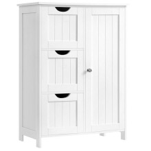 Móvel de banheiro - HELLOSHOP26 - 3 gavetas e 1 armário - Branco - MDF - 60x30x81 cm