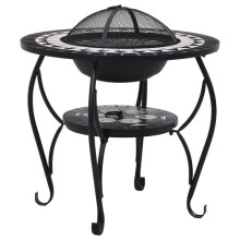 Tabela de foyer para lareira em mosaico 68 cm cerâmica preto e branco 02_0005948