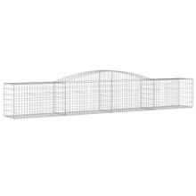 Panier de gabions clôture cage mur de soutènement arqué 400 x 50 x 60/80 cm fer galvanisé Argent 02_0040100