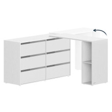 Coiffeuse - HELLOSHOP26 - Modèle avec étagère - Blanc - Montage rapide - 6 tiroirs