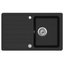 Fregadero de cocina de granito con escurridor reversible negro lavabo de manos 02_0002304
