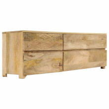 Mueble de televisión buffet tv televisores diseño práctico madera maciza de mango 120 cm 2502171