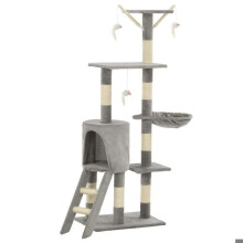 Árvore para gatos arranhador nicho brinquedo animais pelúcia em sisal 138 cm cinza 3702036