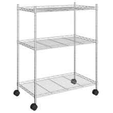 Opslagstelling 3 niveaus met wielen 60 x 35 x 81 cm chroom 150 kg