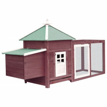Poulailler avec nichoir 193 x 68 x 104 cm bois de sapin massif moka 02_0001673