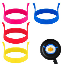 Fried Egg Ring Set 4-Piece, Non-Stick, Heat-Resistant Egg Rings With Handle For Perfectly Shaped Eggs And Pancakes