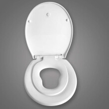Familien-WC-Deckel mit Kindersitz, Kunststoff-WC-Deckel mit sanftem Absenken, weiß