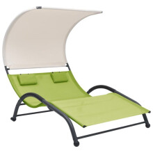 Transat - Mueble de jardín - Tumbona doble - Acero - Textilène - Toldito UV