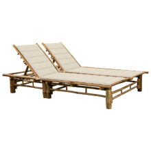 Transat chaise longue - BAM - 200 cm - 2 personas - Bambú - Cojines ajustables