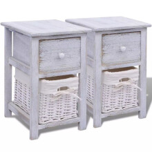 Mesa de cabeceira cômoda armário móvel quarto 2 pcs madeira branca 1402108