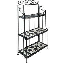 Étagère pour plantes mosaïque 3 niveaux 114 cm noir/blanc 2208298