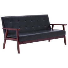 Conjunto de sofás 2 peças 158 x 67 x 73,5 cm em sintético preto 02_0019538