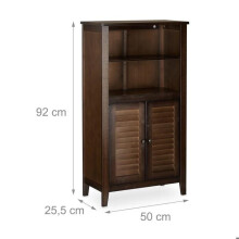 Füßiger Badezimmer-Schrank, Aufbewahrungsmöbel, 92 cm, braunes Bambus, 13_0000285