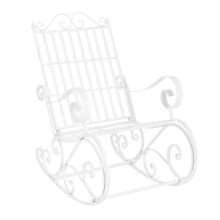 Poltrona a dondolo da giardino vintage in metallo 92 x 59 x 90 cm bianca 03_0007130