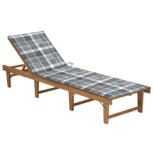 Transat Liegestuhl Sonnenliege Gartenbett Terrassenmöbel Klappbares Möbel mit Kissen aus massivem Akazienholz 02_0012839