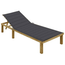 Transat - HELLOSHOP26 - Silla reclinable de madera - Cojín antracita - Resistente a las inclemencias del tiempo - Ajustable