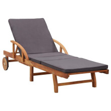 Sillón chaise longue - Acacia - Ajustable - Con cojines - Mesa plegable - Ruedas