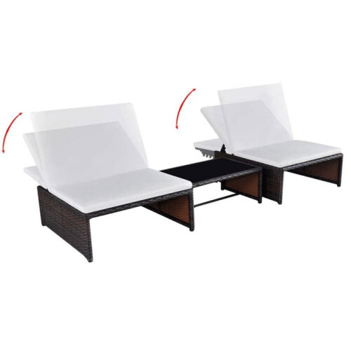 Transats chaise longue - HELLOSHOP26 - Lote de 2 - Resistente a la intemperie - Cómodo - Modular 1