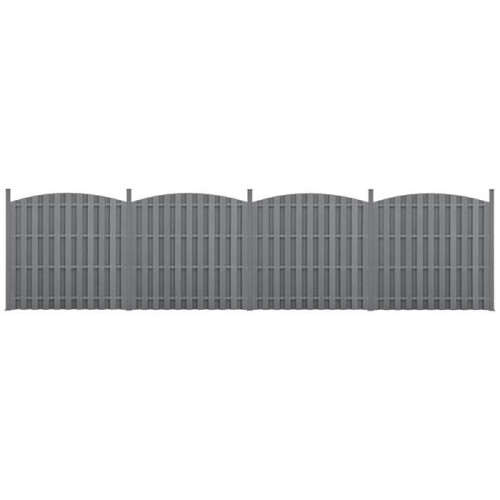 Sichtschutzzaun - WPC - Halbrund - 4 Teile - 185 x 747 cm - Grau