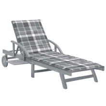 Transatlántico chaise longue, tumbona, cama de jardín, mueble de terraza, mueble de exterior con cojín, madera de acacia sólida 02_0012388