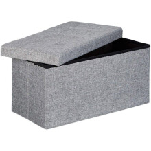 Opvouwbare opslagbank pouf voetensteun 76 cm linnen grijs 13_0002337_4