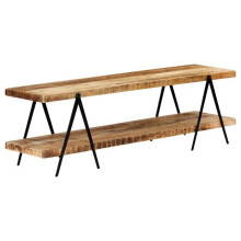 Meuble TV - HELLOSHOP26 - 160 x 40 x 50 cm - Bois de manguier massif - 2 étagères - Finition laquée
