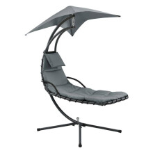 Hängeliege mit Fußgestell 166 x 116 x 210 cm schwarz grau 03_0006399