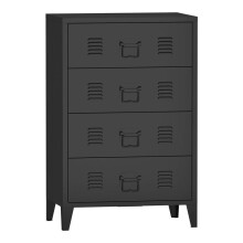 Commode estilizada móvel de armazenamento prático metálico com 4 gavetas aço 92 x 80 x