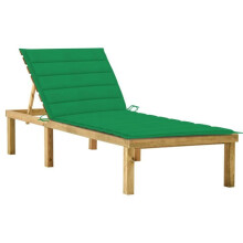 Transat - HELLOSHOP26 - Holzliege - Grünes Kissen - Wetterfest - Verstellbar