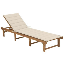 Transat Liege Sonnenliege Gartensofa Terrassenmöbel faltbar mit Kissen aus massivem Akazienholz 02_0012848