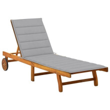 Transat Liegestuhl Sonnenliege Gartenbett Terrassenmöbel mit Kissen aus massivem Akazienholz 02_0012409