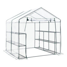 Stalen en PVC tuinkas met geïntegreerde planken 200 x 200 x 220 cm 03_0008249