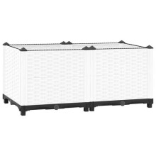 Jardinière bac lit surélevé plantes fleurs terrasse jardin 80 x 40 x 38 cm polypropylène blanc 02_0039239