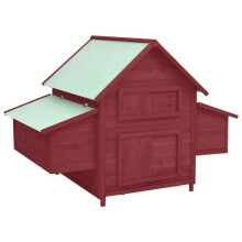 Poulailler 152 x 96 x 110 cm bois de sapin massif rouge et blanc 02_0001709
