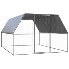 Hühnermobil Außenvolière 3 x 4 x 2 m verzinkter Stahl Silber 02_0044010