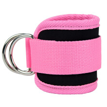 Adjusted Wrist Ankle Cuffs With D Rings Pulley Lifting Belt Cable Attachments Pink One Piece