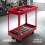 AREBOS AREBOS 2x Tool Trolley 2 Level Mobile Workshop Trolley Cart Storage Shelf on Wheels - Red 6