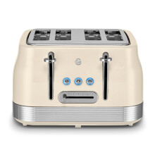 Swan Retro 4-Slice Toaster Cream 7 Browning Levels Defrost Reheat Cancel 1860W